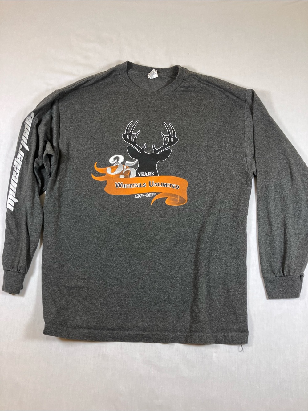 Alstyle Charcoal Gray Long-Sleeve Tee with Orange Graphic
